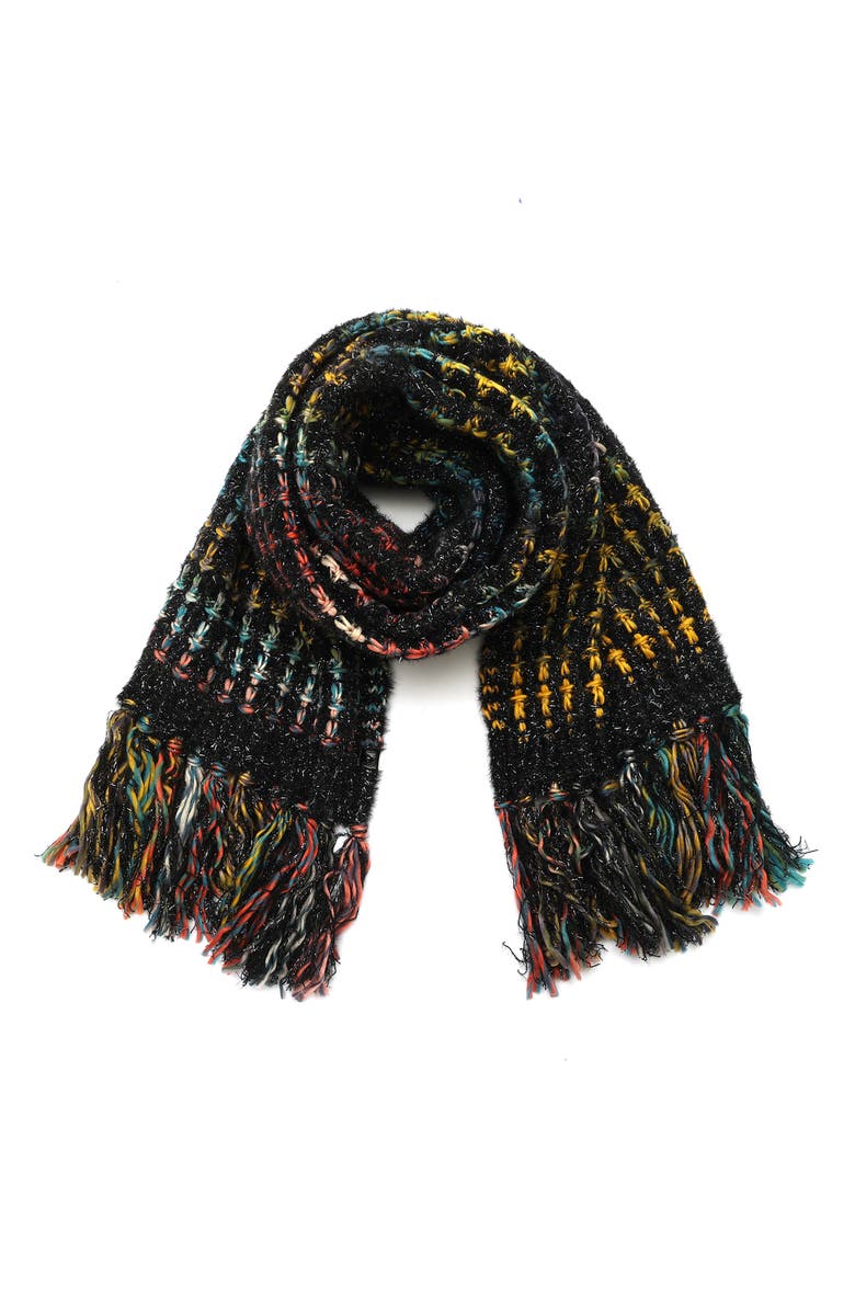 Kurt Geiger London Metallic Eyelash Rainbow Scarf, Main, color, Classic Rainbow