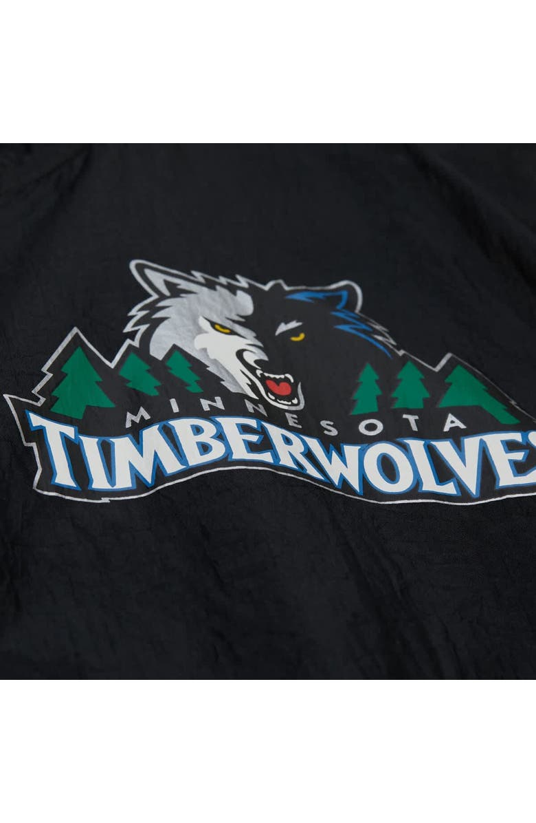 Mitchell & Ness Men's Mitchell & Ness Black Minnesota Timberwolves Playmaker Full-Zip Hooded Windbreaker Jacket, Alternate, color,