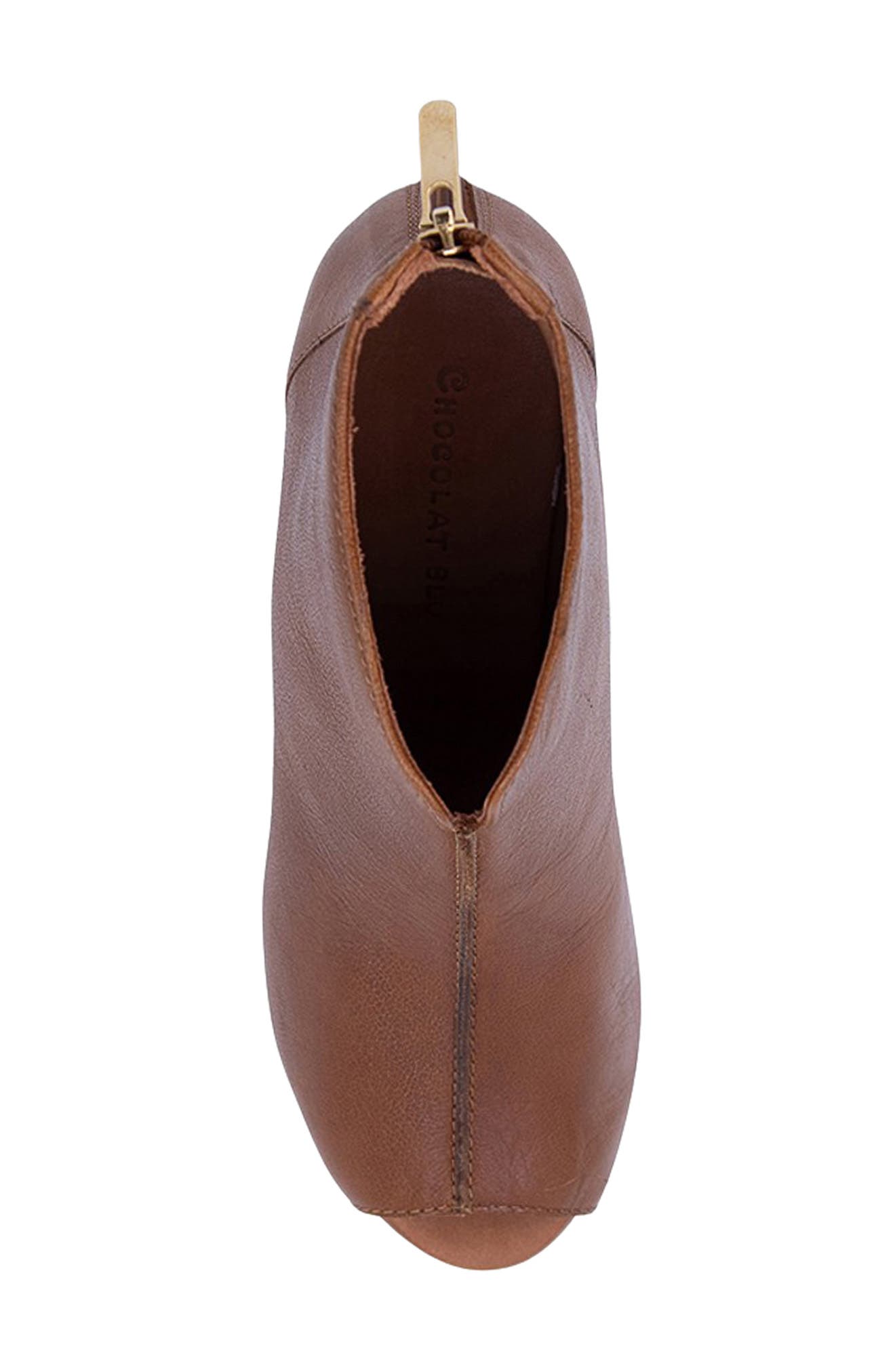 Chocolat Blu Gion Peep Toe Platform Bootie, Alternate, color, Brown Leather