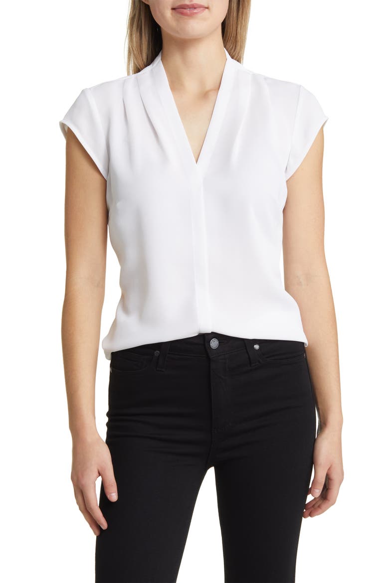 Day to Night Cap Sleeve Top, Main, color, PAPER WHITE