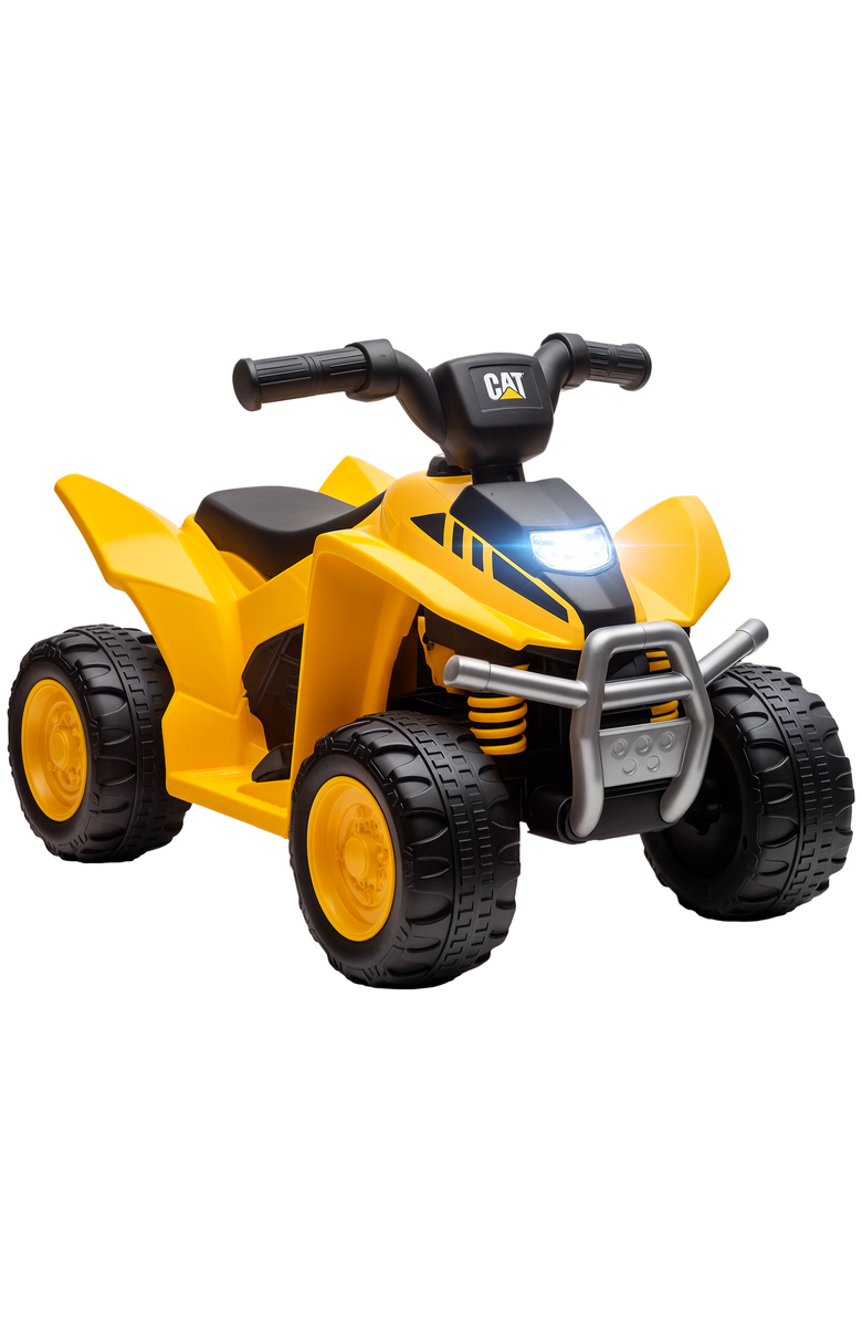 Qaba CAT 6V Kids ATV with Horn, LED Headlights, Single Button Start, Main, color, Yellow