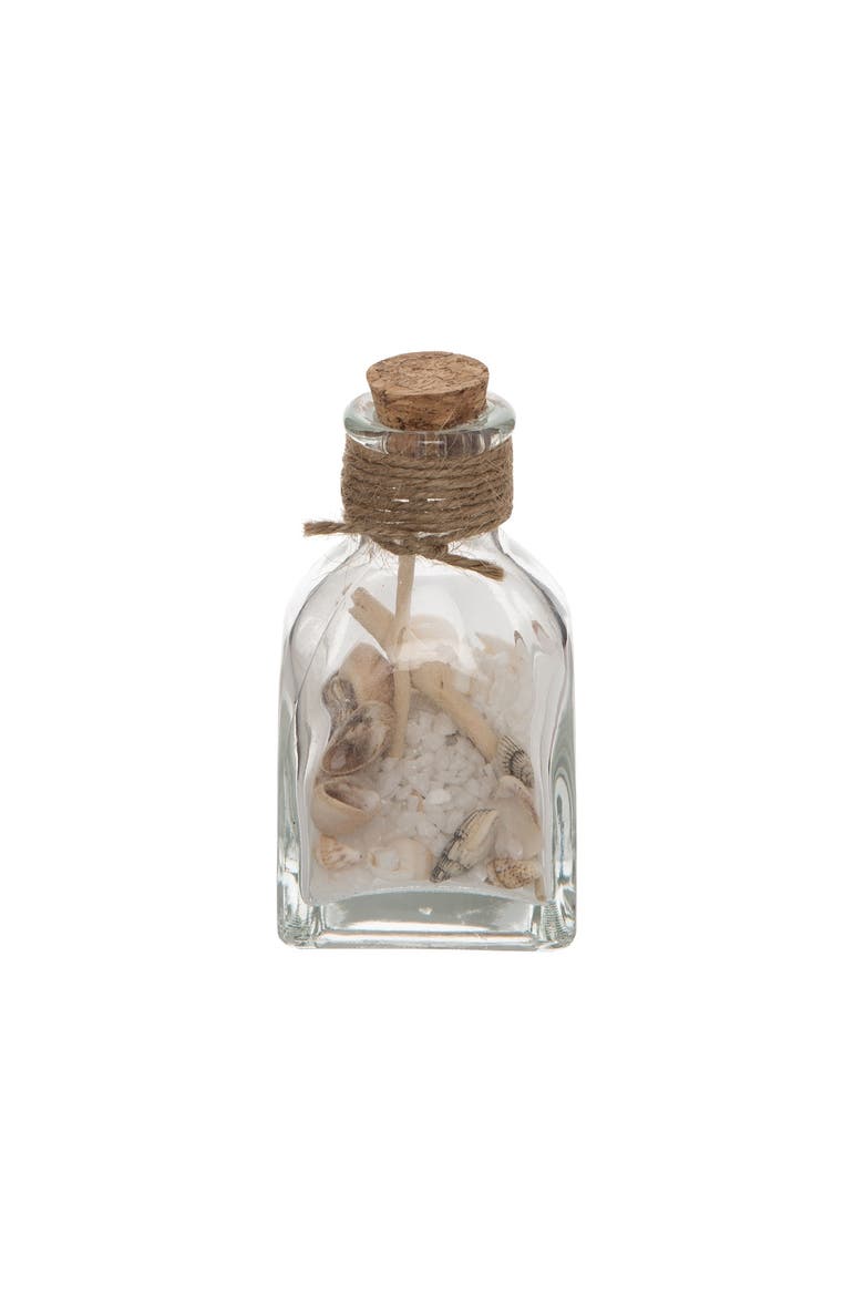 3.65" Gls Btl With Wht Sand Shell & Wood, Main, color, White