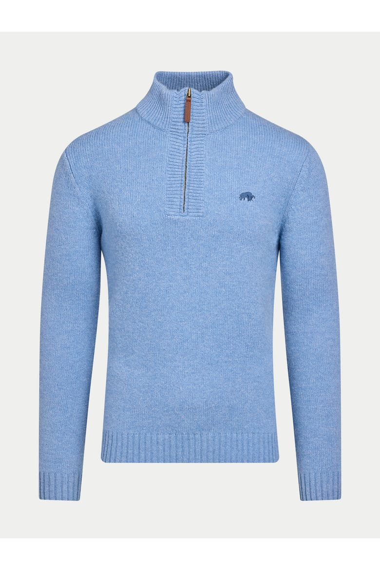 Chunky Fleck Quarter Zip Knit Sweater, Alternate, color, Chambray