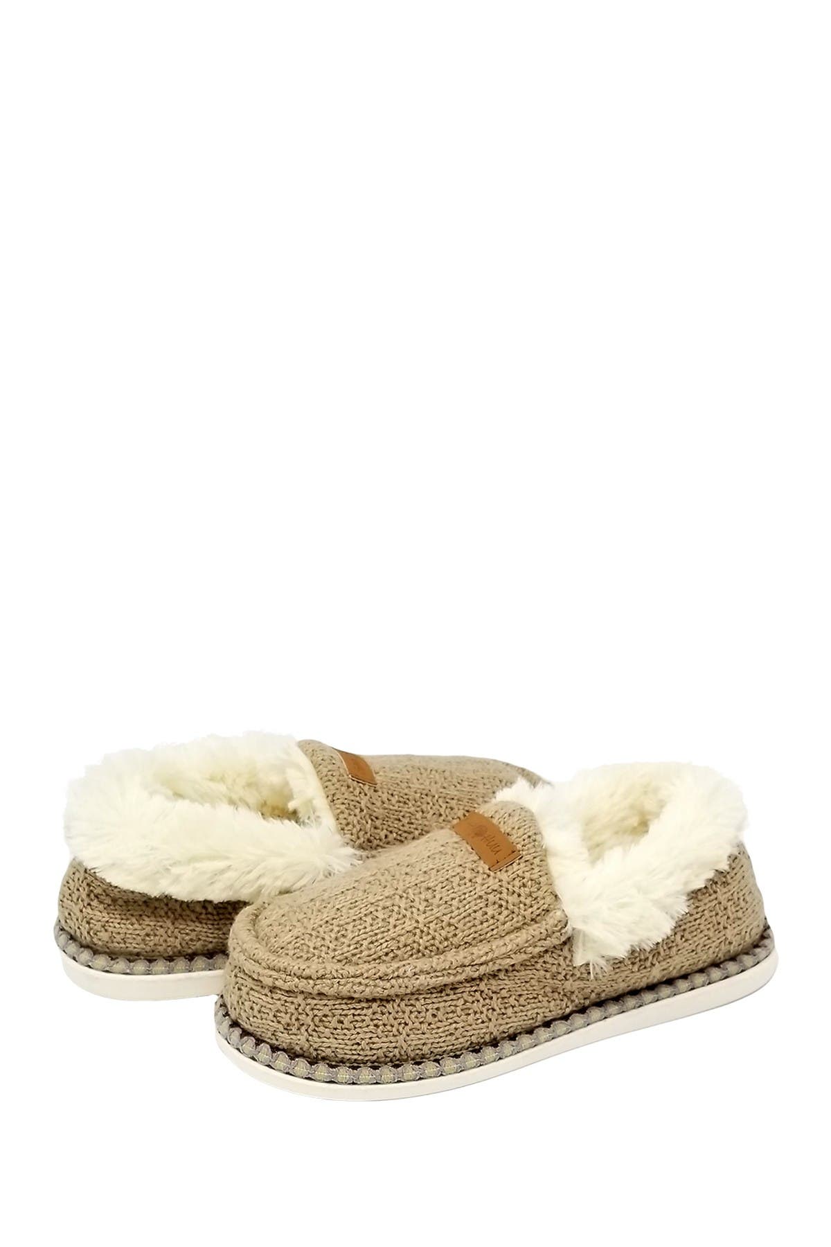 GAAHUU Textured Knit Faux Fur Slipper, Main, color, 
