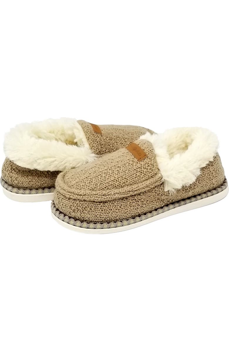 GAAHUU Textured Knit Faux Fur Slipper, Main, color,