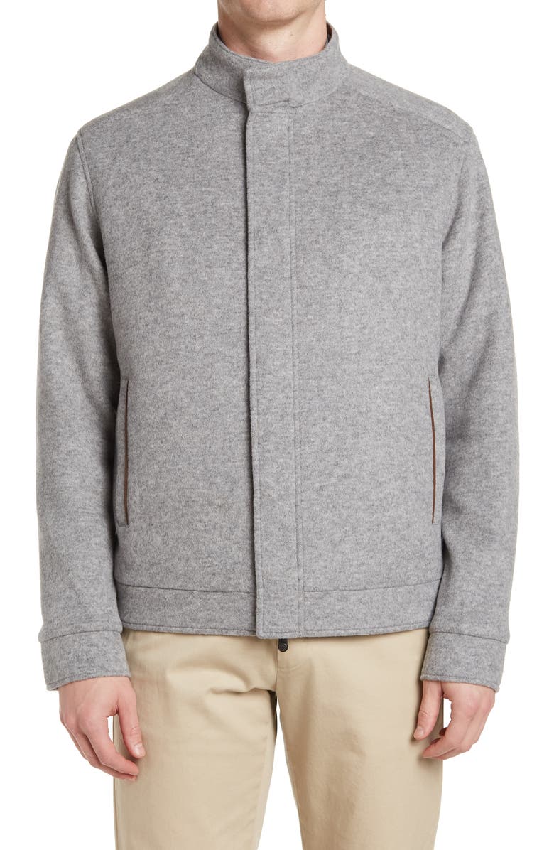 Peter Millar Crown Flex Fleece Wool Bomber Jacket, Alternate, color,