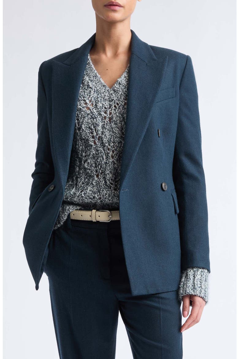 Double Breasted Virgin Wool & Cashmere Jacket, Main, color, 178 DARK JADE