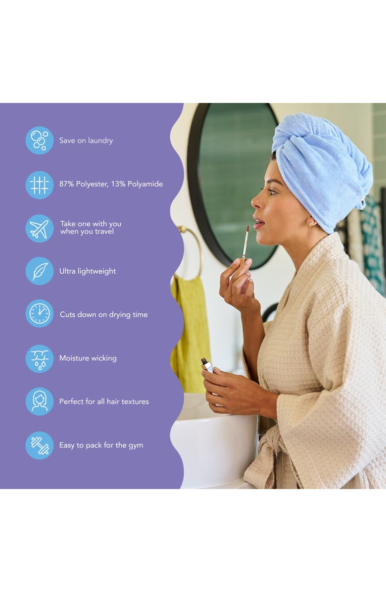 TURBIE TWIST 2 Pack Microfiber Hair Towel, for Straight, Wavy, Curly Hair, Alternate, color, Grey