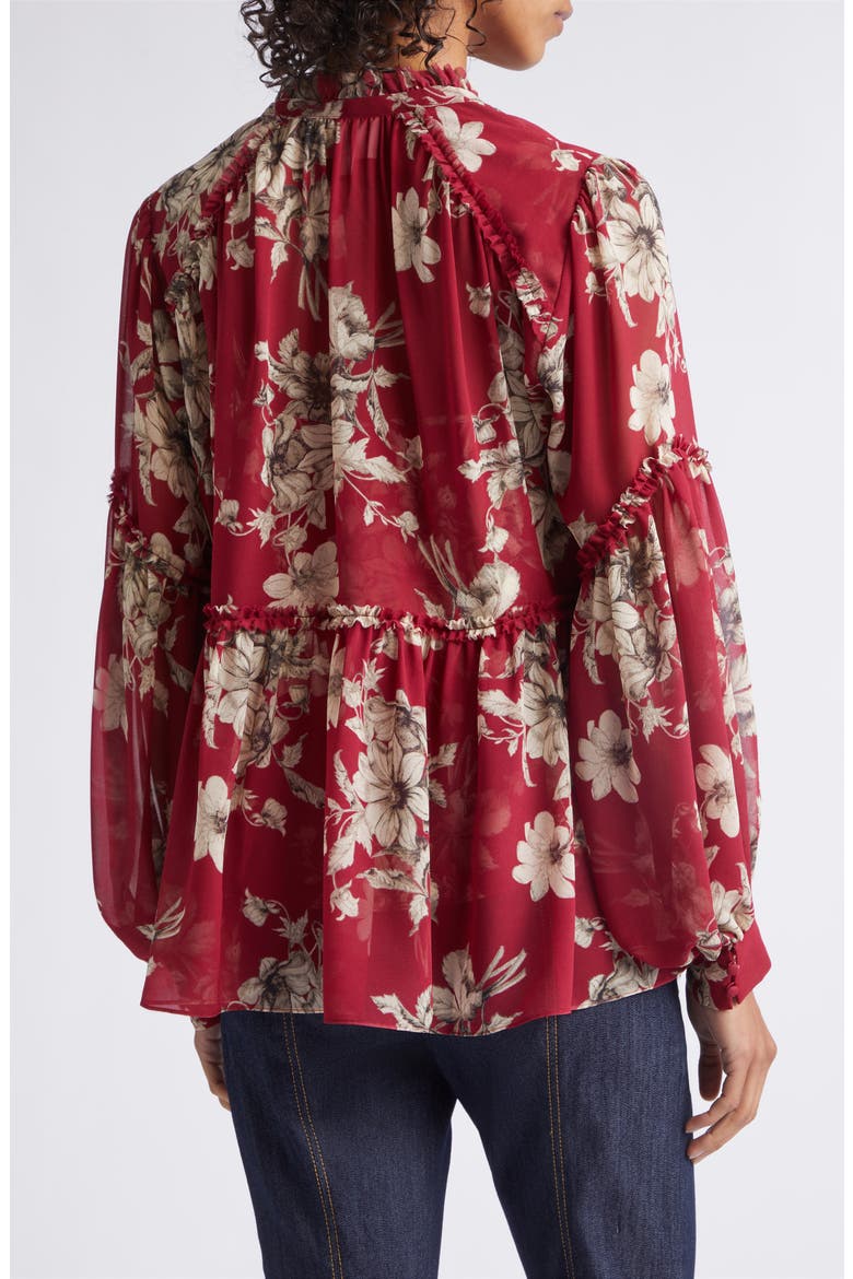 Edeline Handsketched Floral Top, Alternate, color, BERRYWINE/ GARDENIA