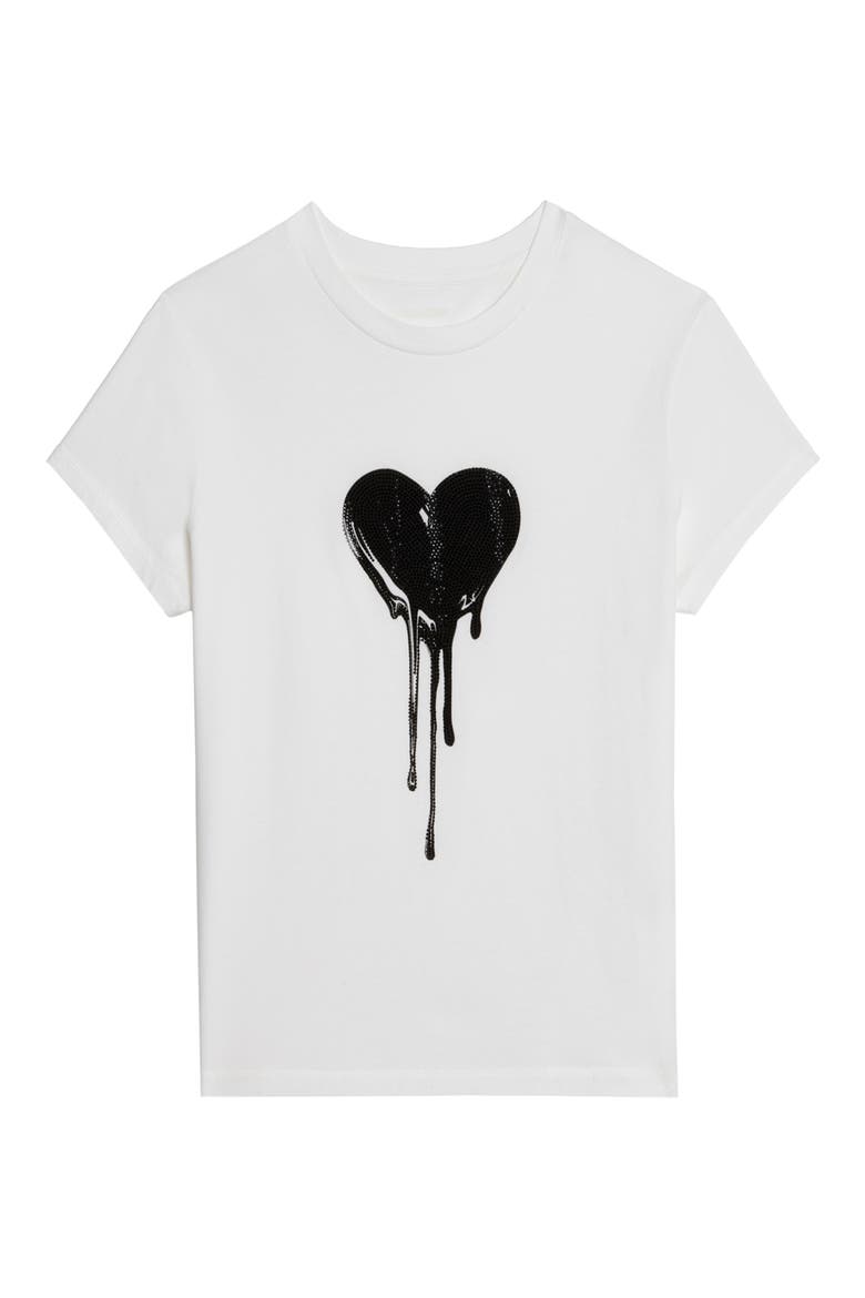 Zadig & Voltaire Walk Heart Embellished Keyhole Cotton Graphic T