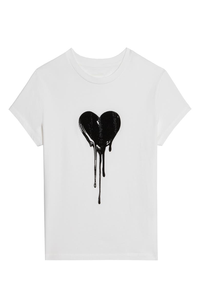 Zadig & Voltaire Walk Heart Embellished Keyhole Cotton Graphic T-Shirt, Alternate, color, Judo
