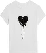Zadig & Voltaire Walk Heart Embellished Keyhole Cotton Graphic T-Shirt