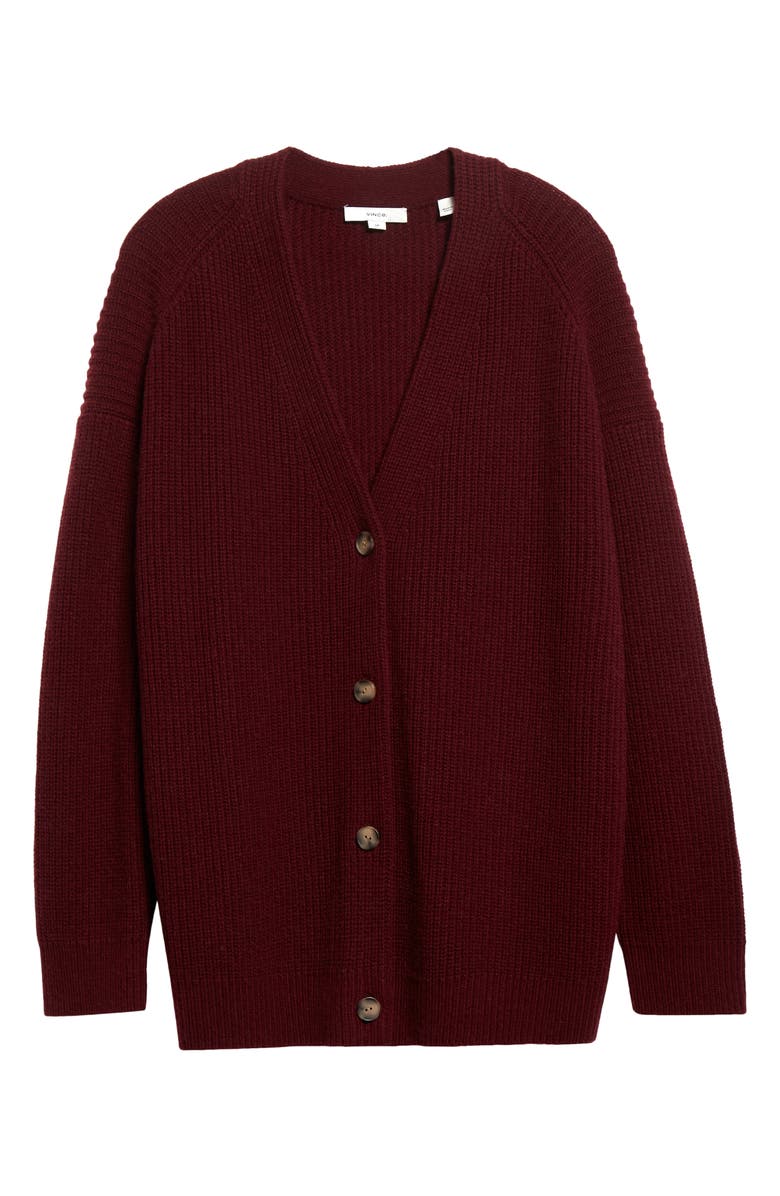 Vince Oversize Wool & Cashmere Cardigan, Alternate, color, Plum Wine