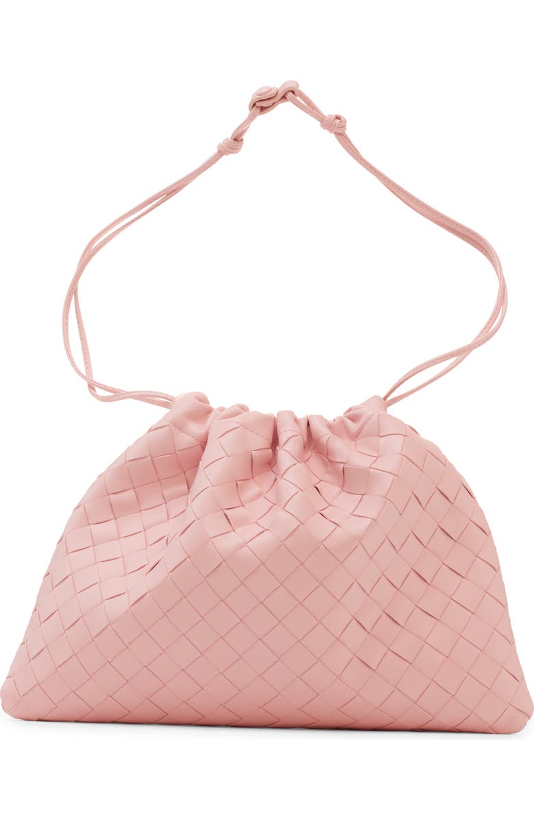 Bottega Veneta Medium Dustbag Intrecciato Leather Shoulder Bag, Main, color, 6858 Rose-Muse Brass