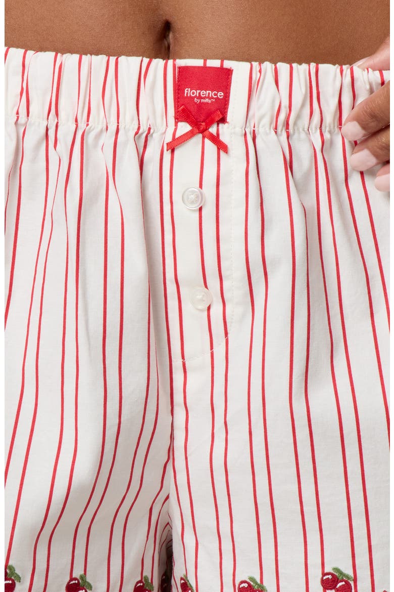 Cherry Stripe Sleep Shorts, Alternate, color, CHERRY SCALLOP