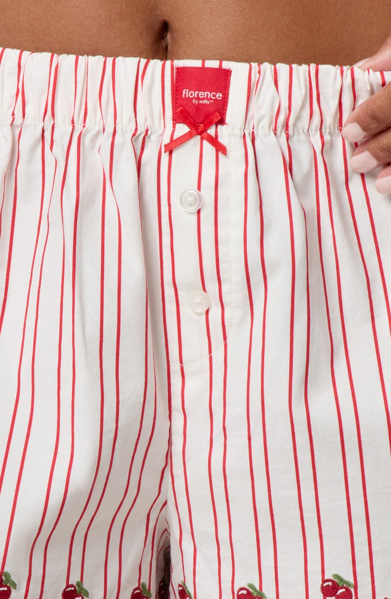 Florence by Mills Cherry Stripe Sleep Shorts, Alternate, color, Cherry Scallop