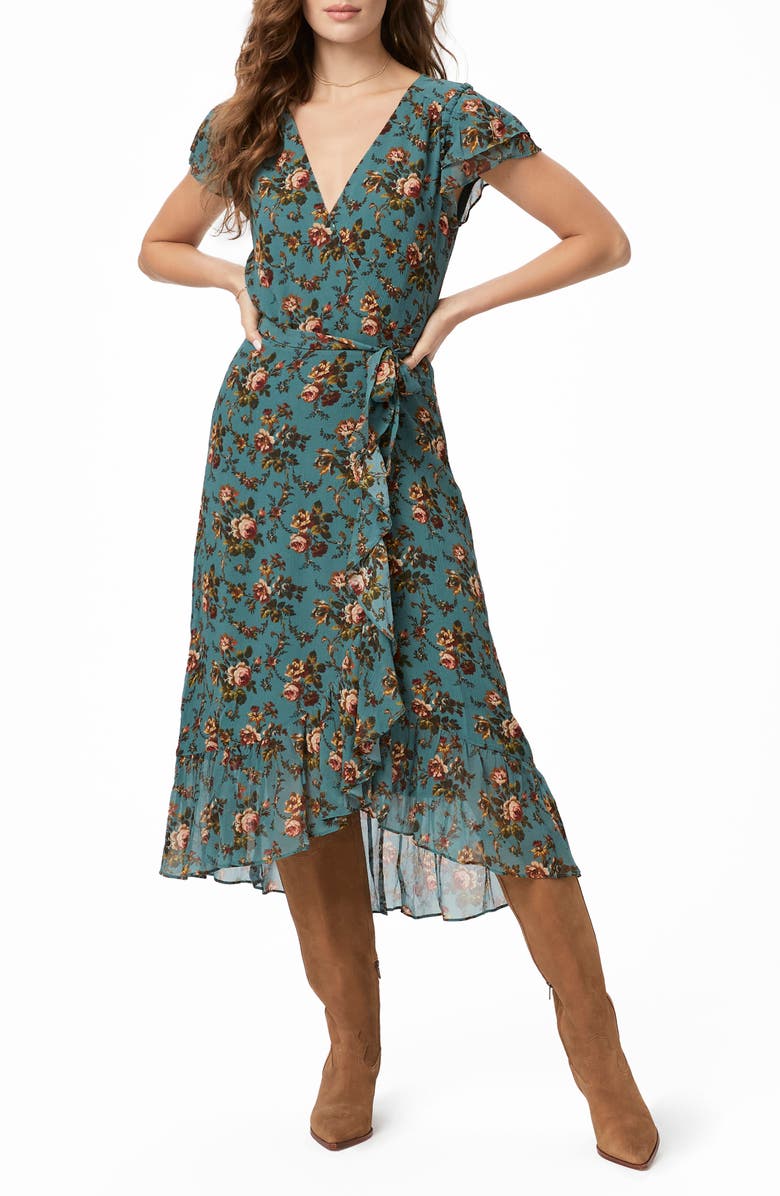 PAIGE Neroli Silk Wrap Dress, Main, color, 