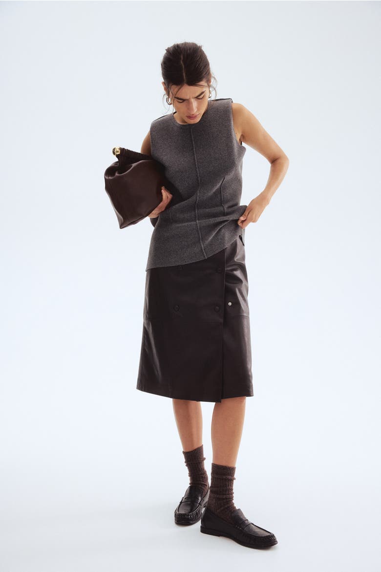 Wool-blend Top, Main, color, Gray melange
