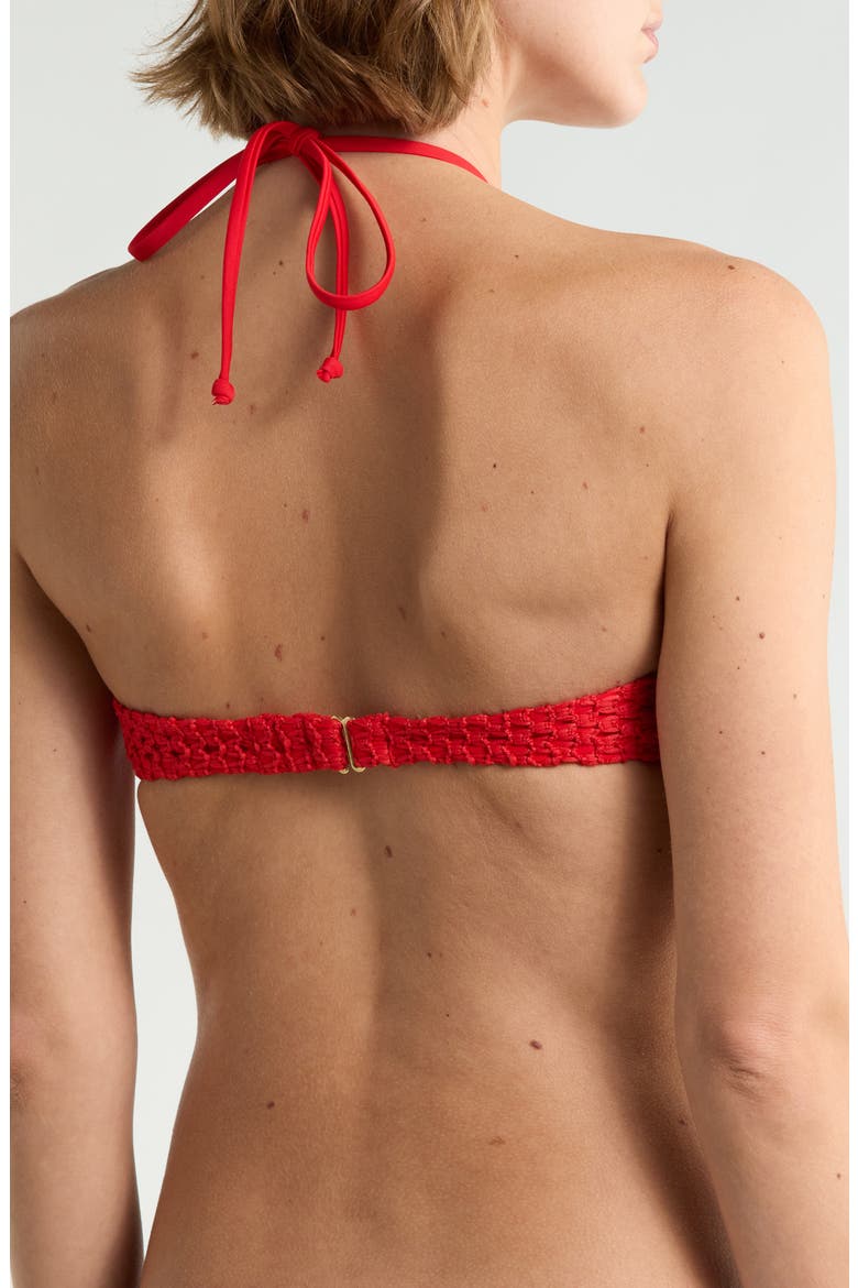 Twisted Tides Halter Bandeau Bikini Top, Alternate, color, RED ALOHA