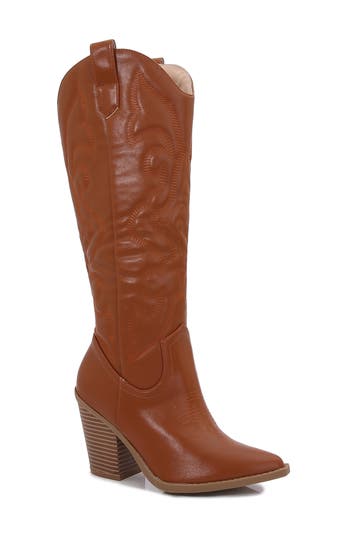 Berness Metallic Quilted Cowboy Boot In Brown
