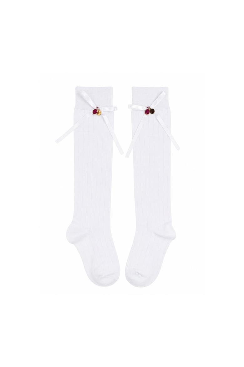 Ruby Royale Bow Socks, Main, color, White