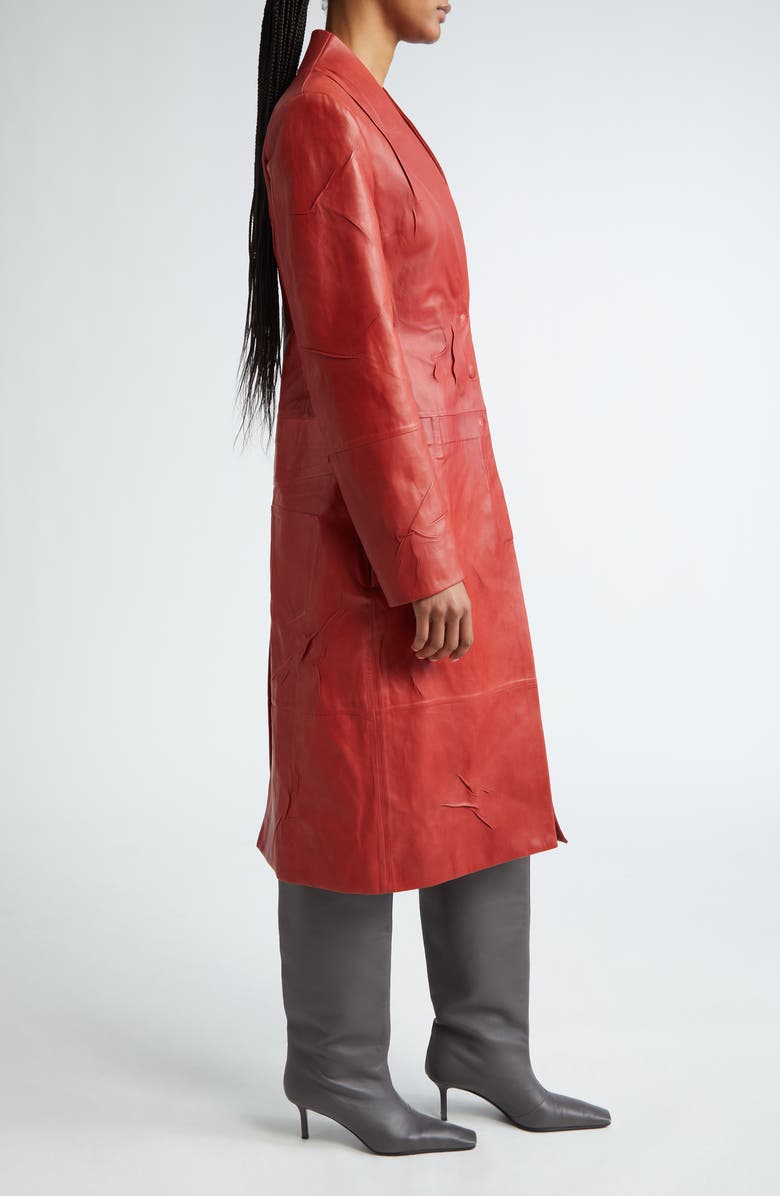 Acne Studios Lurin Creased Lambskin Leather Coat, Alternate, color, 