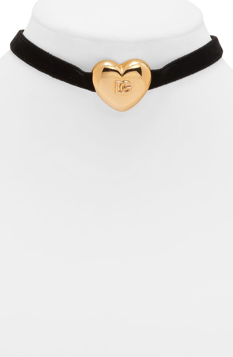 Dolce&Gabbana Velvet Heart Choker Necklace, Alternate, color, 