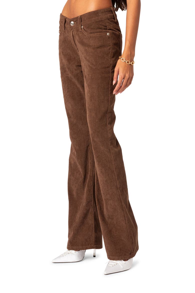 Corduroy Bootcut Pants, Alternate, color, BROWN
