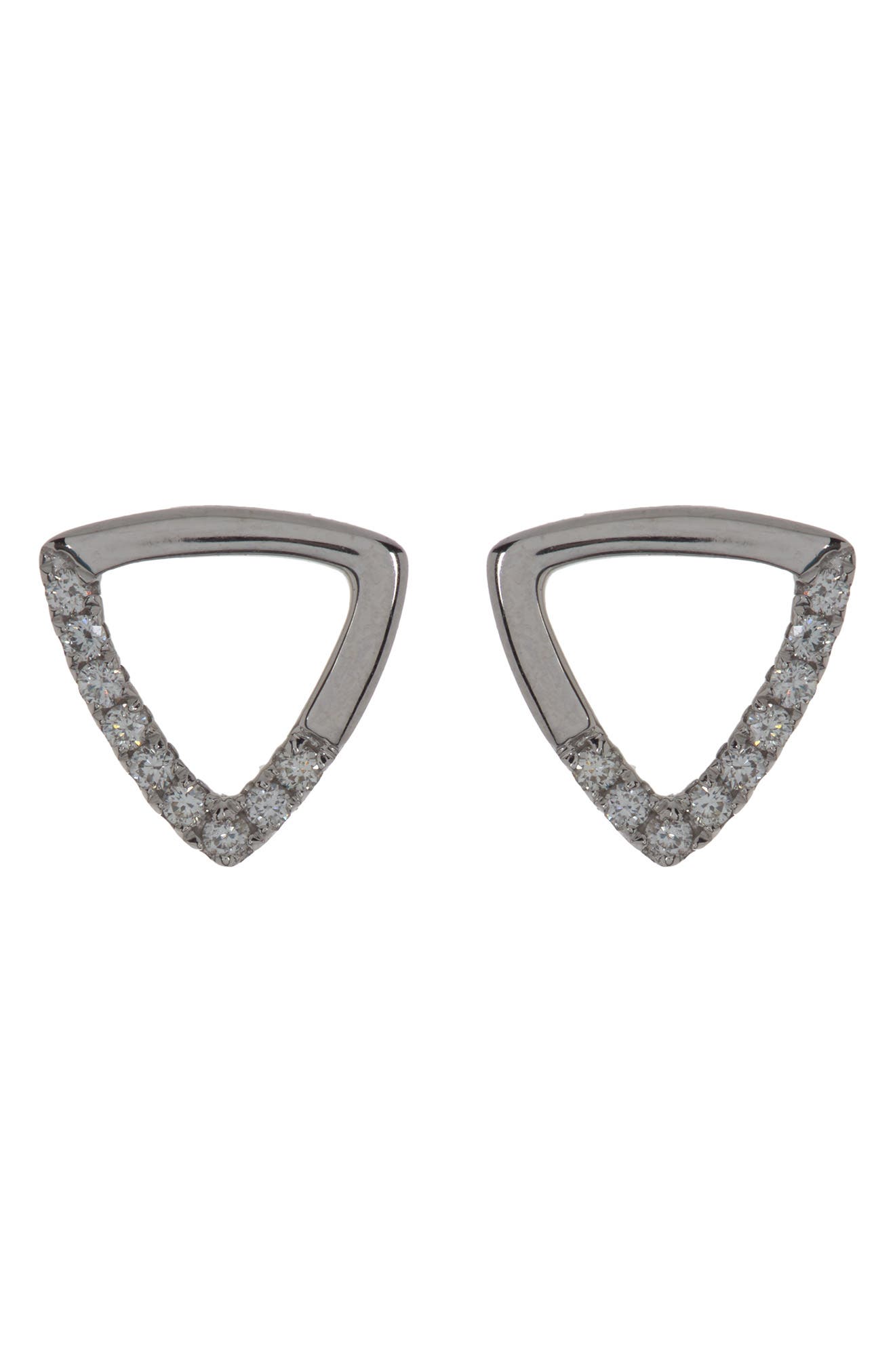 Bony Levy Icons 18K White Gold Pave Diamond Triangle Stud Earrings - 0. ...