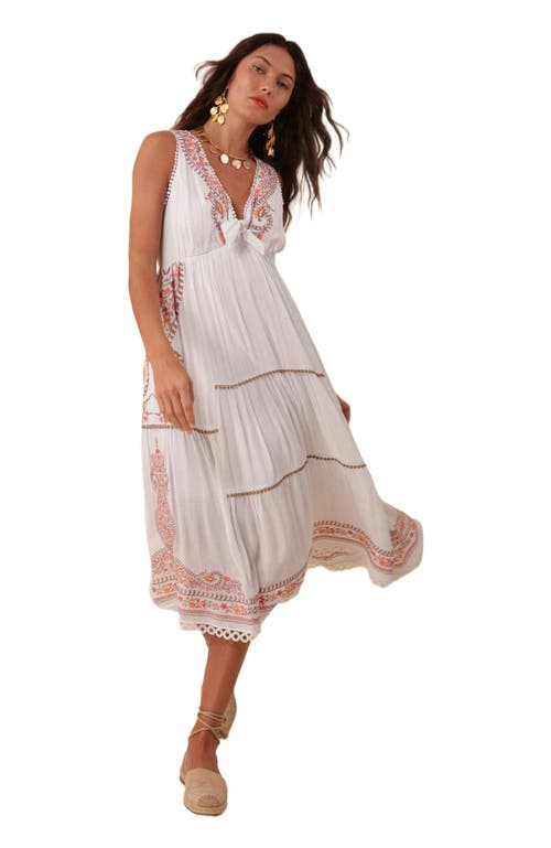 Hale Bob Amara Embroidered Midi Dress in Beige  product