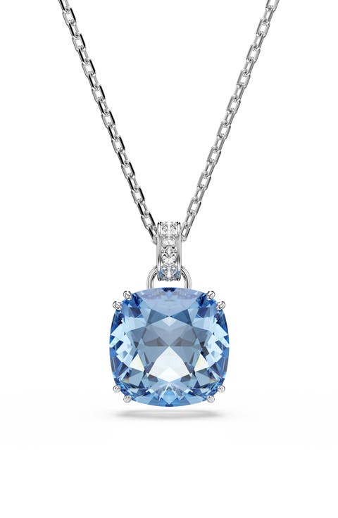 Millenia Rhodium Plated Crystal Pendant Necklace