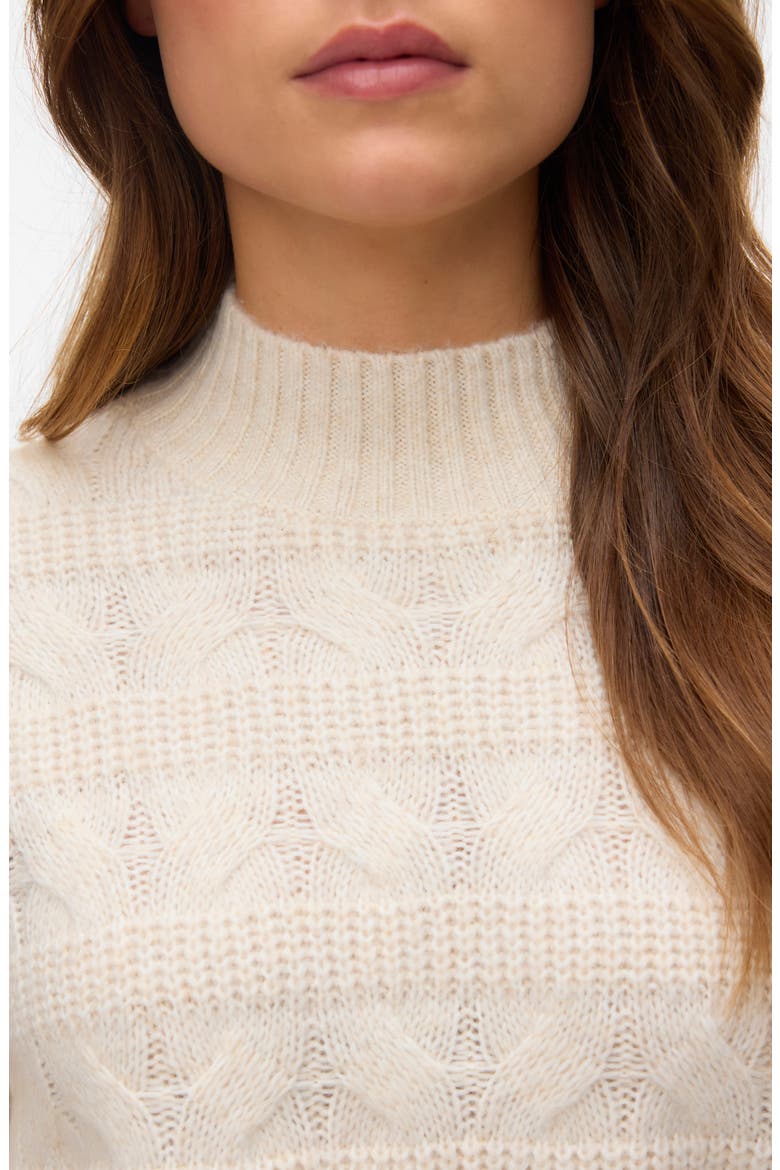 Virgo Cable Stripe Mock Neck Sweater, Alternate, color, BIRCH