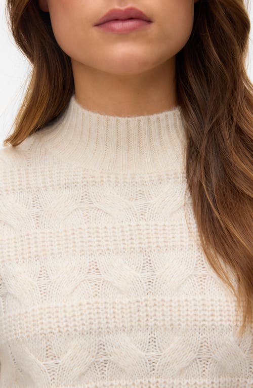 Vero Moda Virgo Cable Stripe Mock Neck Sweater In Brown