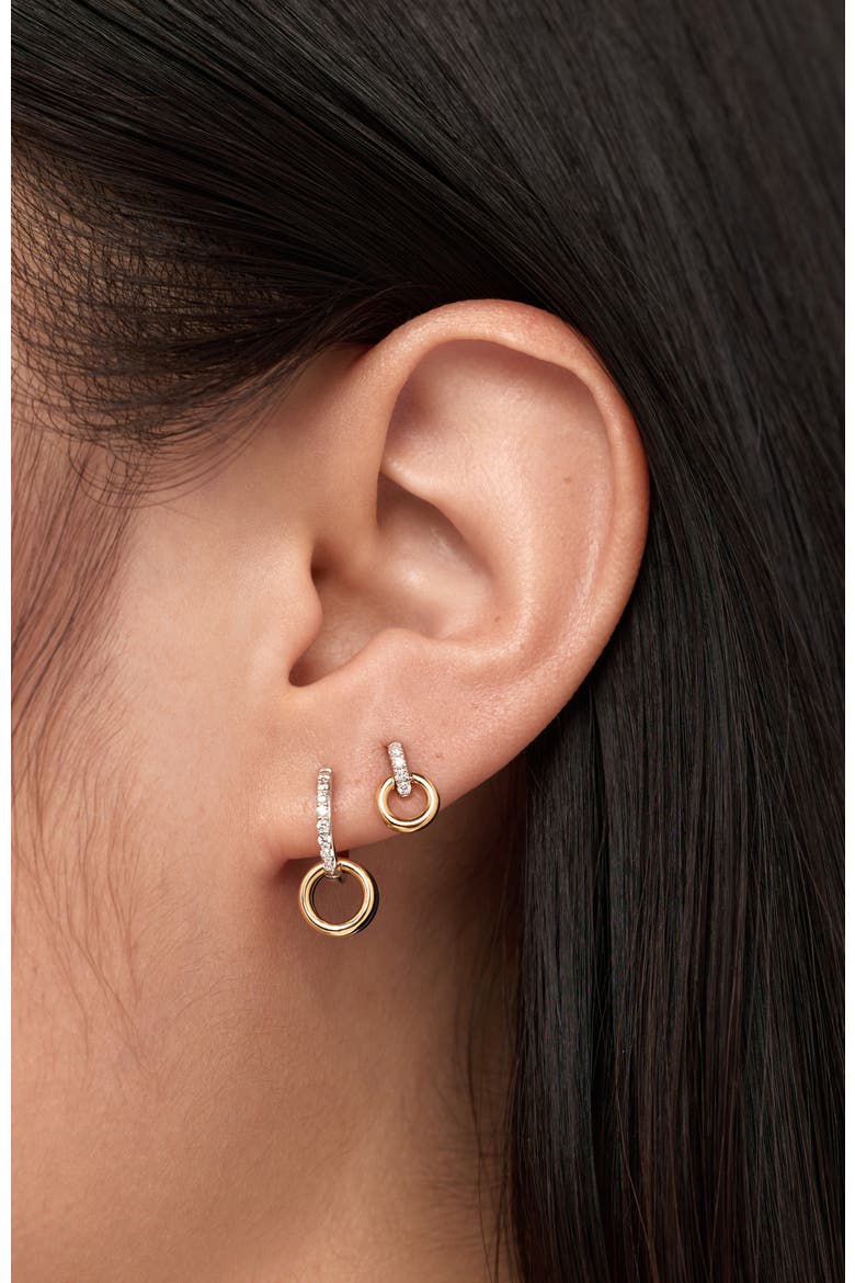 Solid Yellow Gold - Diamond Link Huggie Hoops, Alternate, color, Gold