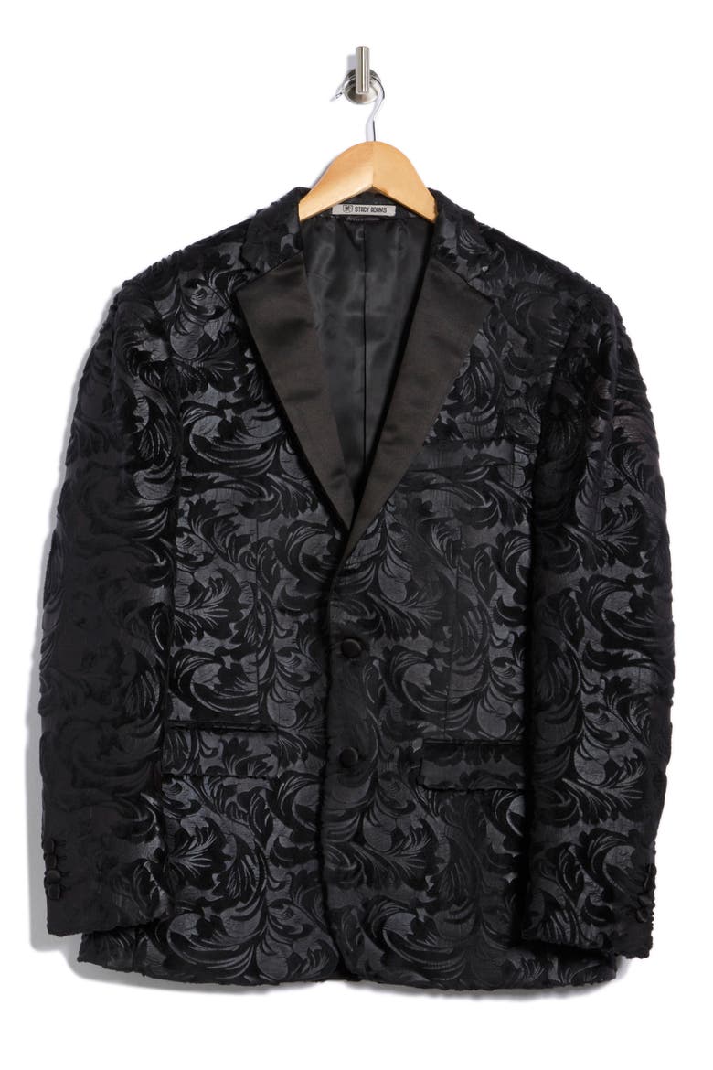 Paisley Notched Collar Sport Coat, Alternate, color, BLACK