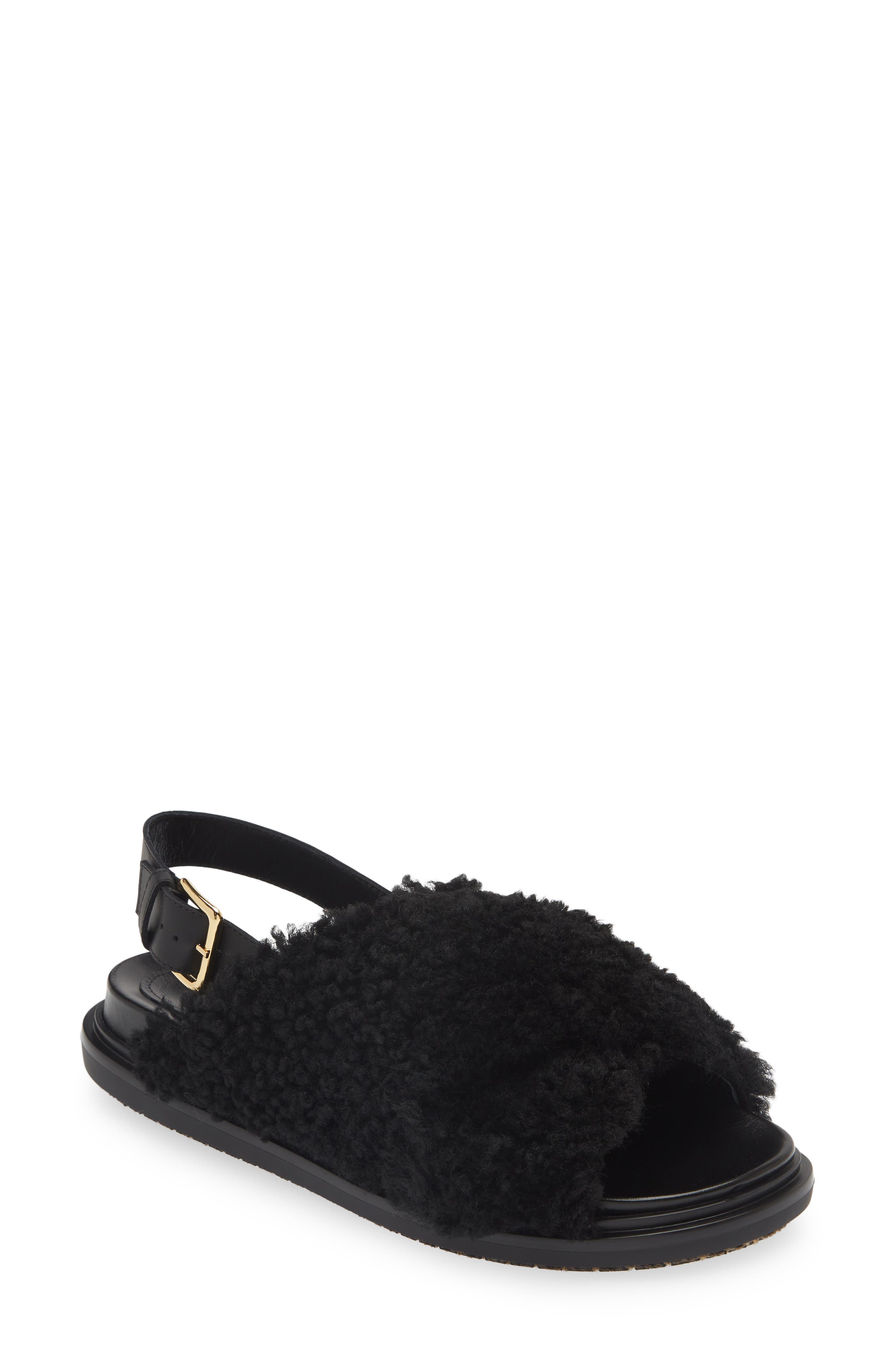 Marni Fussbett Genuine Shearling Sandal, Main, color, 