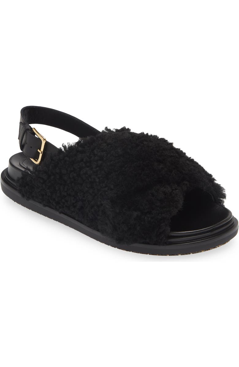 Marni Fussbett Genuine Shearling Sandal, Main, color,