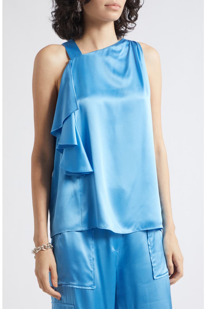 Danielle One-Shouldered Satin Top, Alternate, color, OASIS
