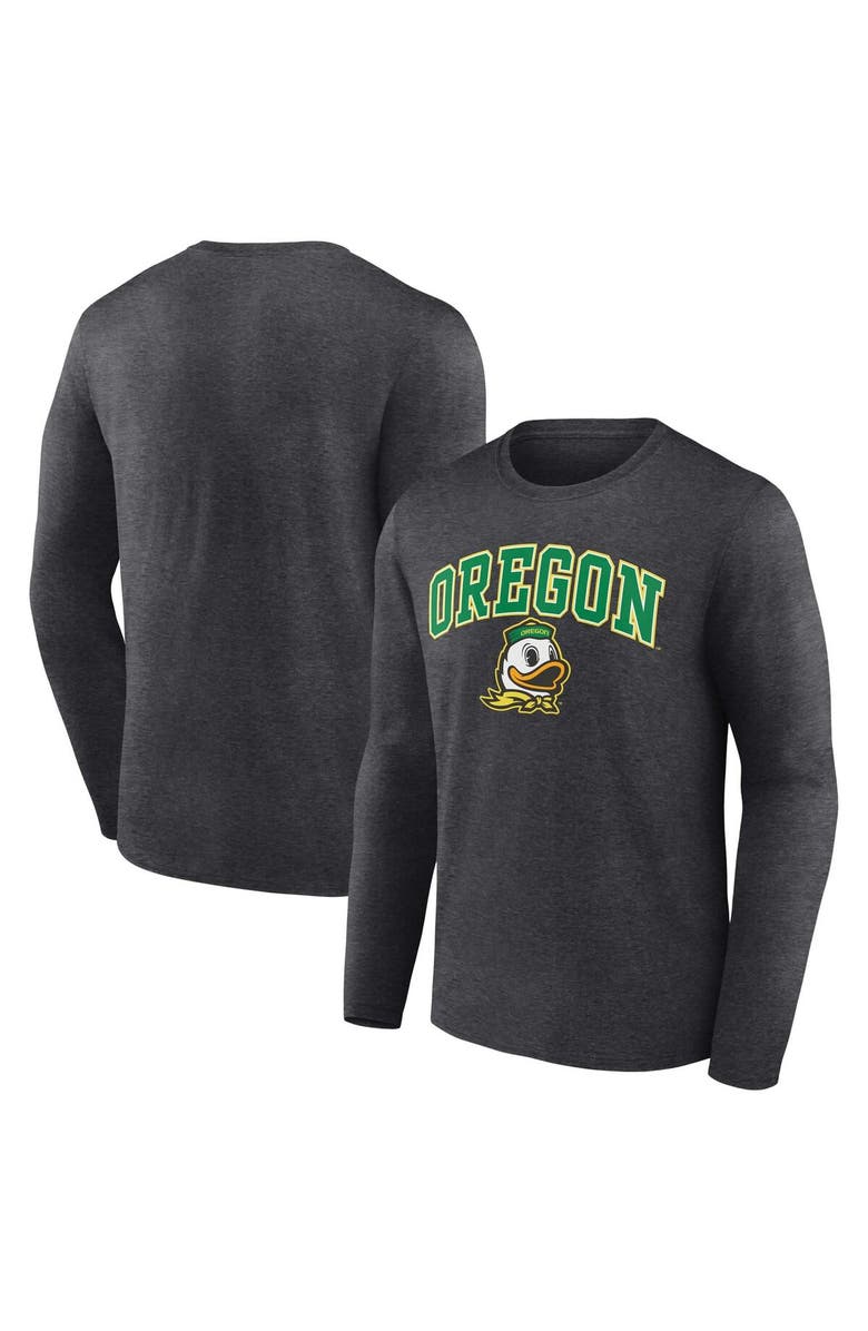 FANATICS Men's Fanatics Branded Heather Charcoal Oregon Ducks Campus Long Sleeve T-Shirt, Main, color, 