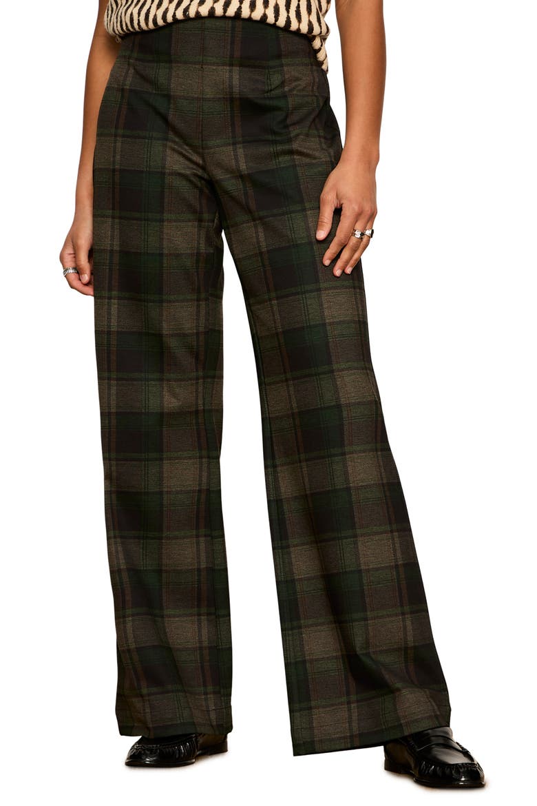 Relay Plaid Pull-On Pants, Alternate, color, KALAMATA GREEN PLAID