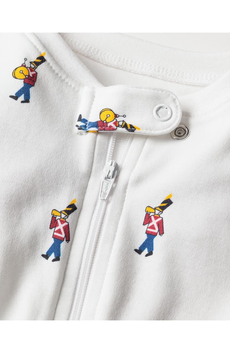 Petite Plume Toy Soldier Fitted Pima Cotton Romper, Alternate, color, White