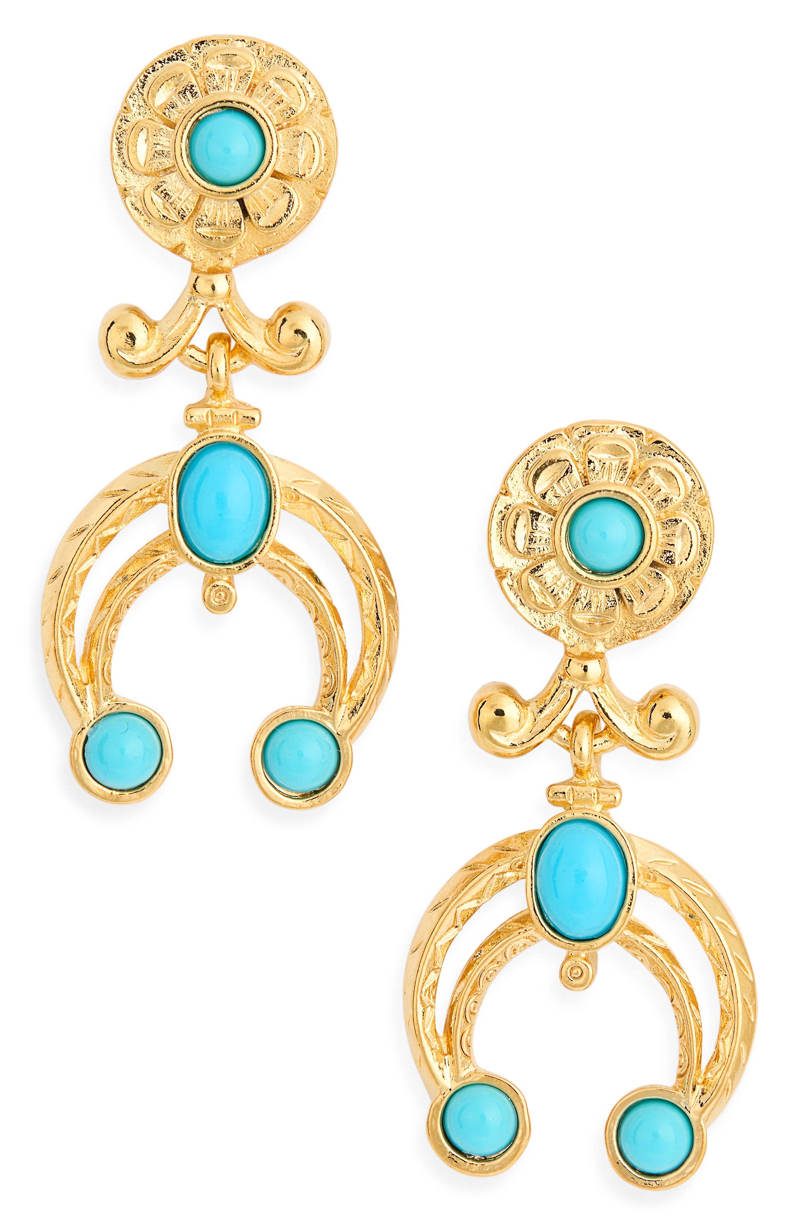 Kenneth Jay Lane Turquoise Resin Drop Earrings
