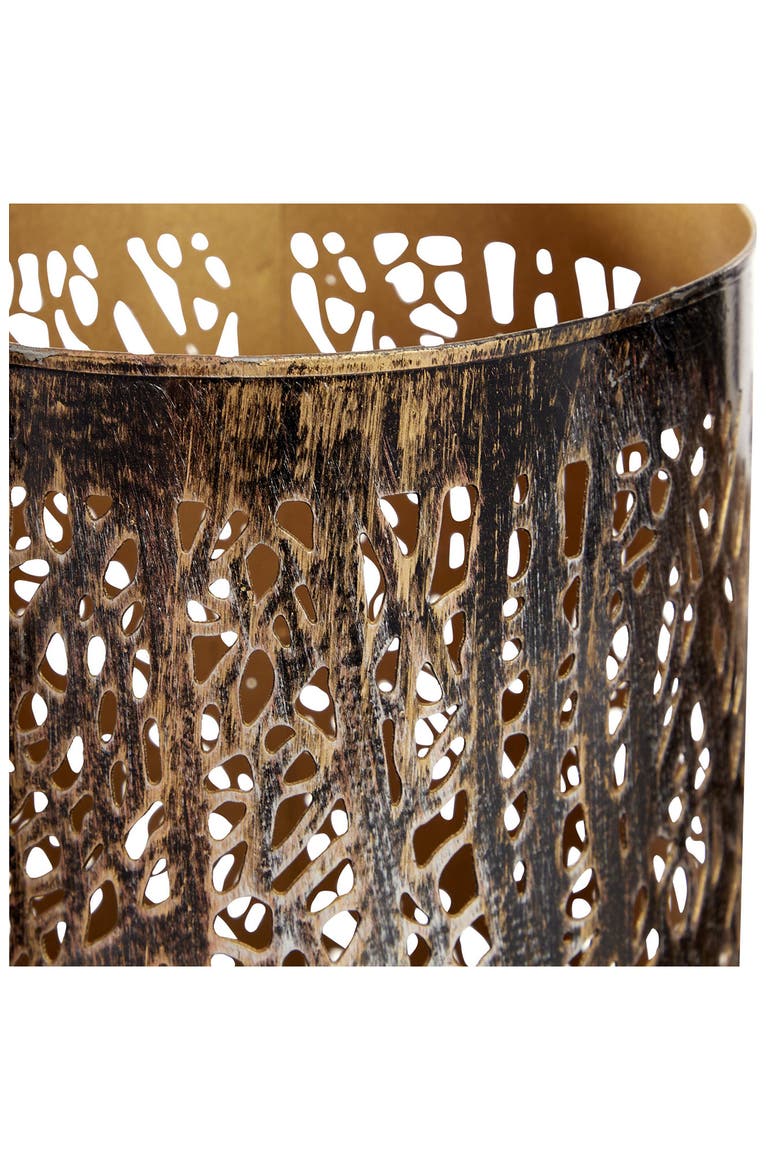 Set of 3 Textured Metal Lantern Candle Holders, Alternate, color, BRONZE
