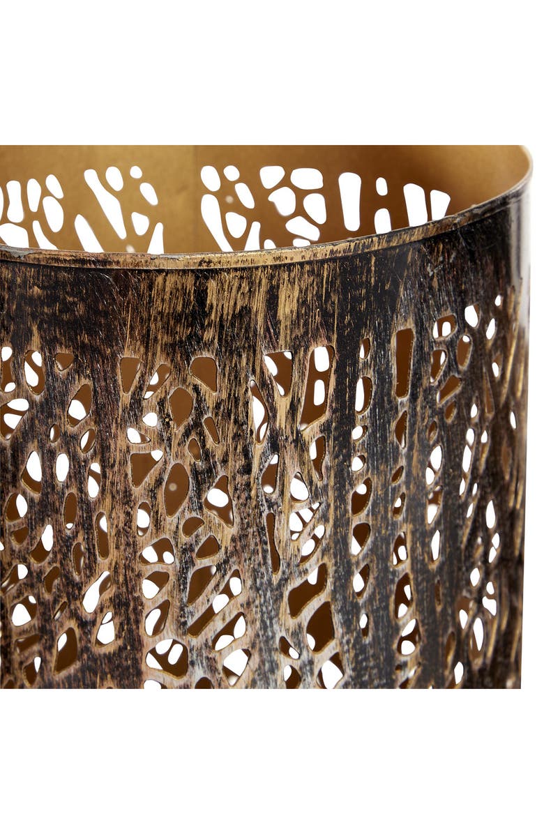 WILLOW ROW Set of 3 Textured Metal Lantern Candle Holders, Alternate, color, Bronze