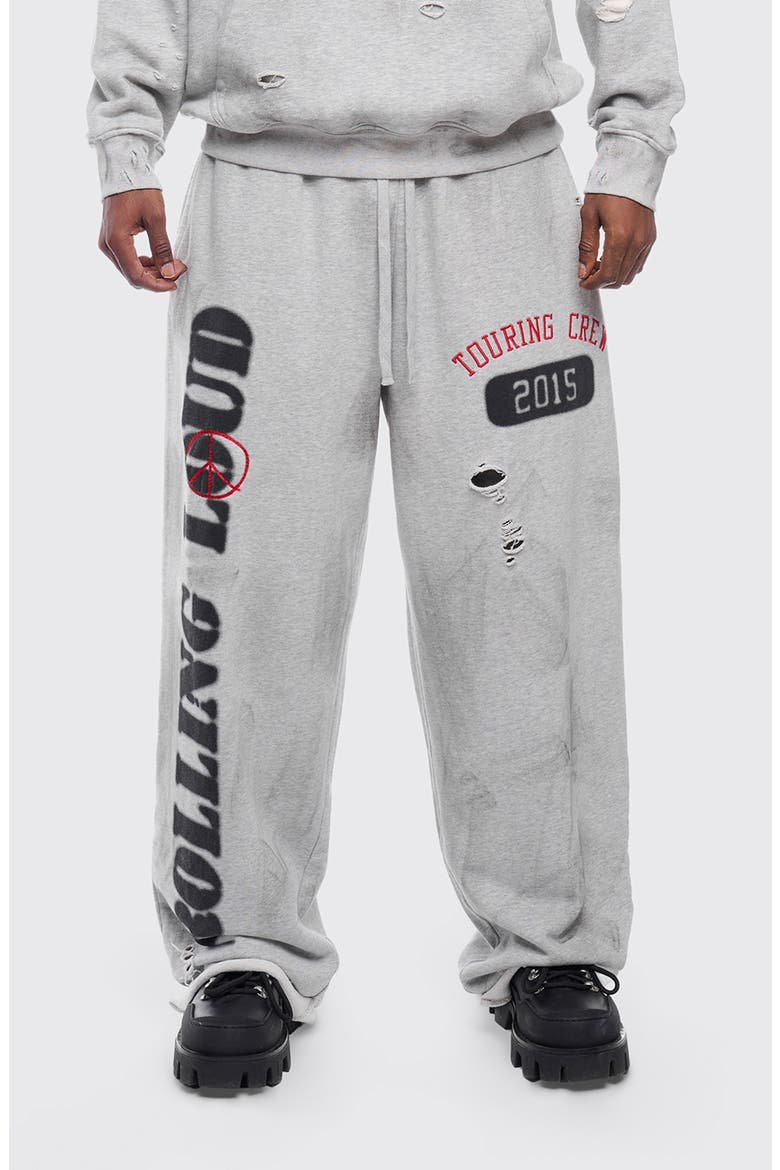 RL Touring Crew Distressed Sweatpants, Main, color, HEATHER GRAY