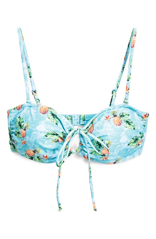 Desigual Pineapple Print Bikini Top In Light Turquoise