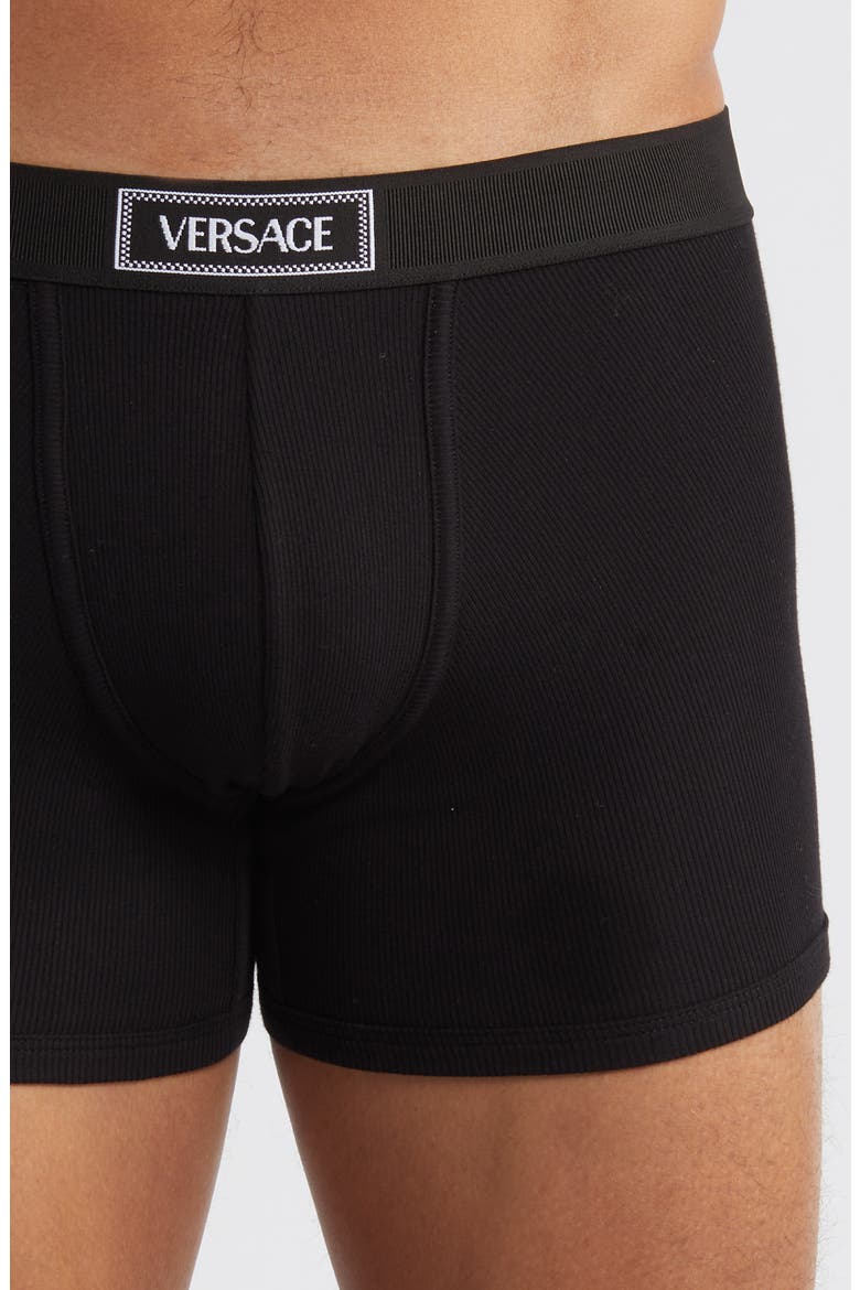 '90s Logo Cotton Rib Trunks, Alternate, color, BLACK