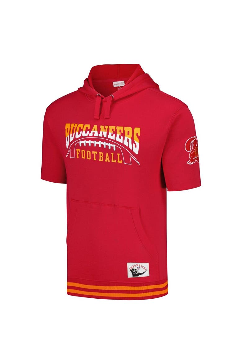 Men's Mitchell & Ness Red Tampa Bay Buccaneers Pre-Game Short Sleeve Pullover Hoodie, Alternate, color, Red
