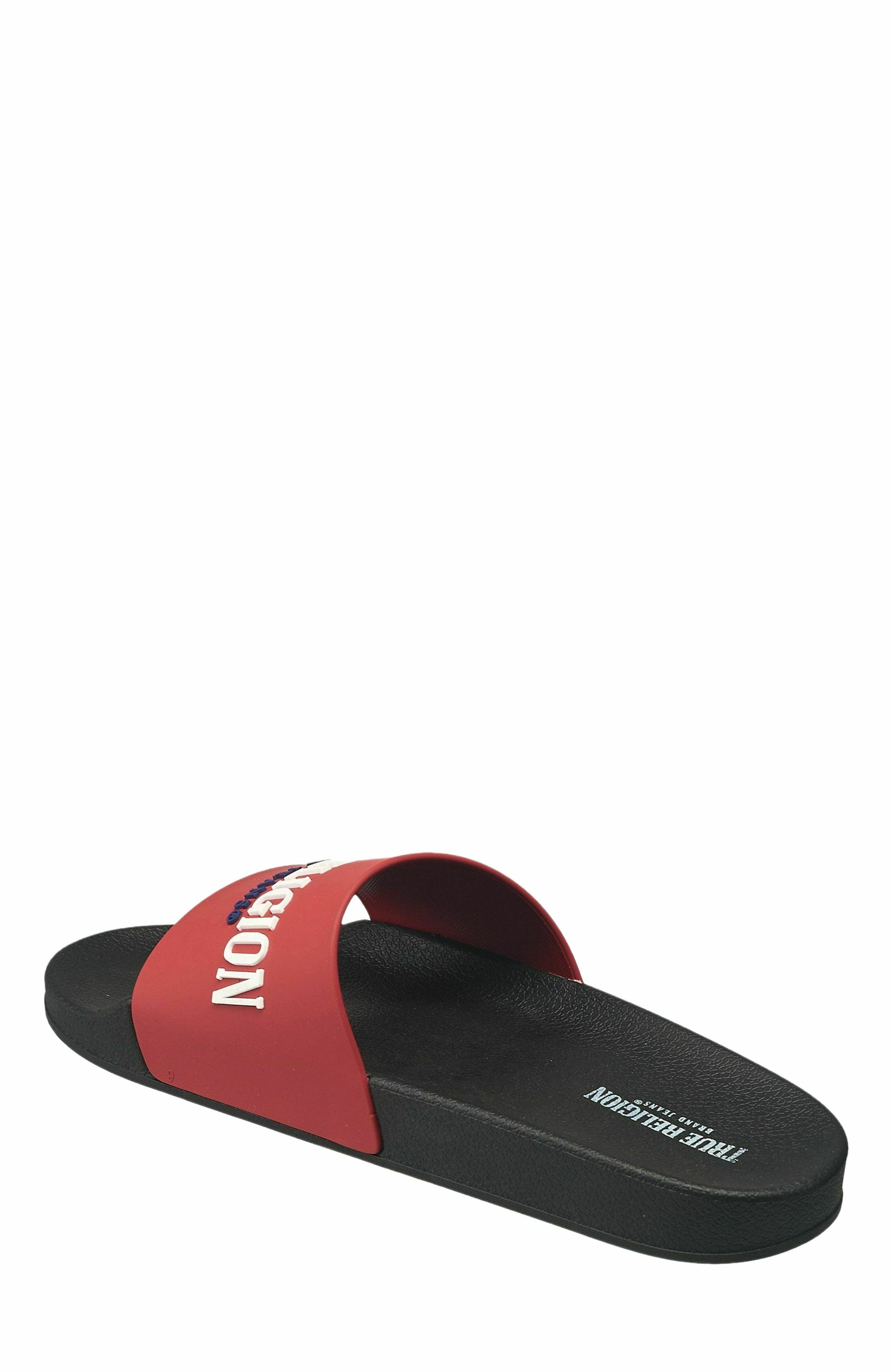 True Religion Men's Weezy Logo Slide, Alternate, color, Red