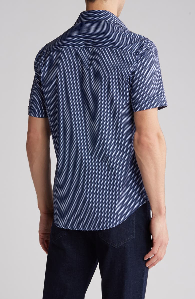 Bugatchi Short Sleeve Stretch Cotton Button-Up Shirt, Alternate, color, 